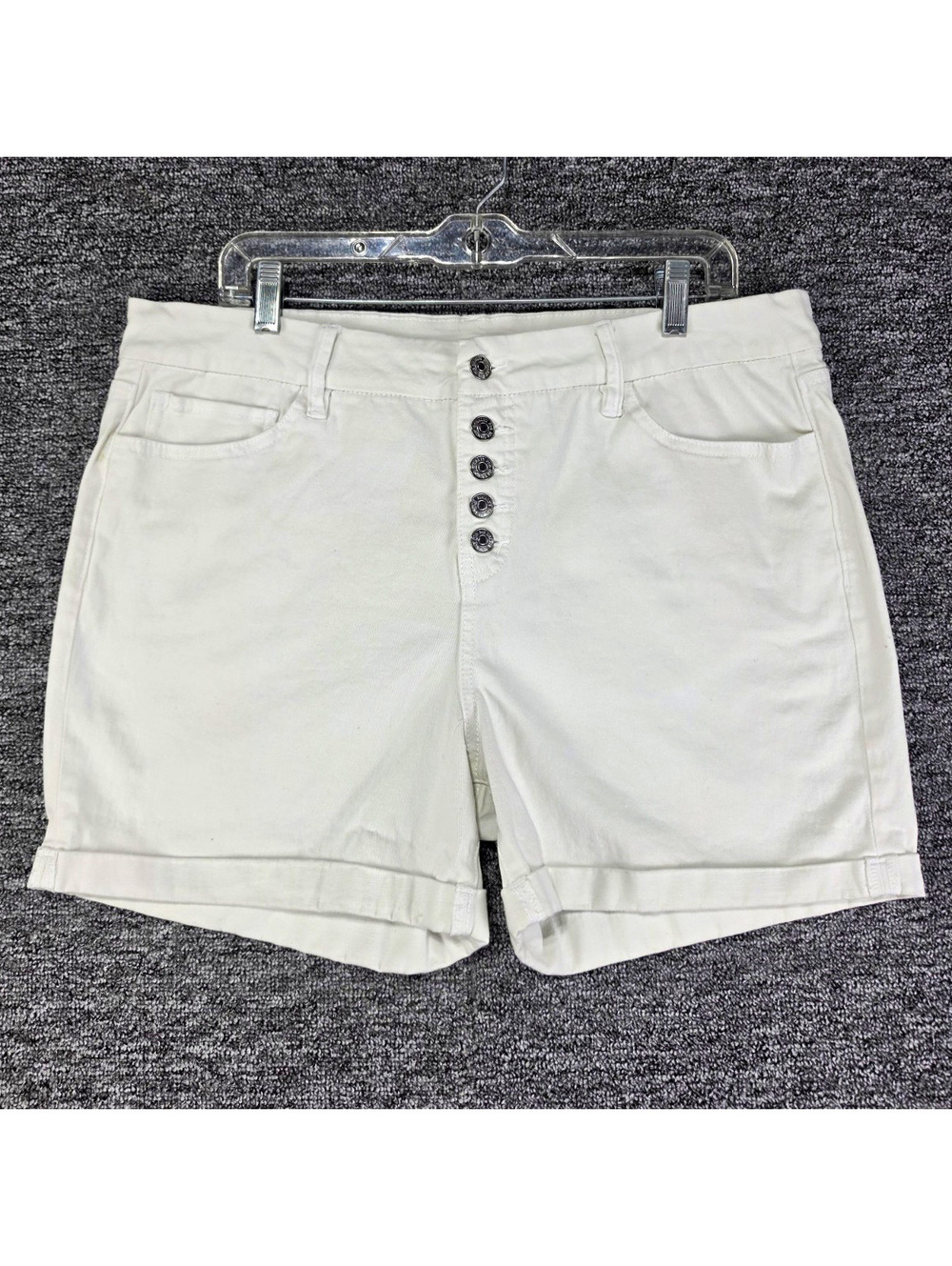 Royalty For Me Curvy Fit Ultra High Bermuda Denim Shorts White Women's Size 16